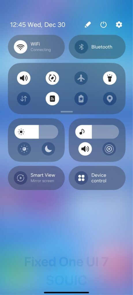 Enhanced Quick Settings Panel in One UI 7.0